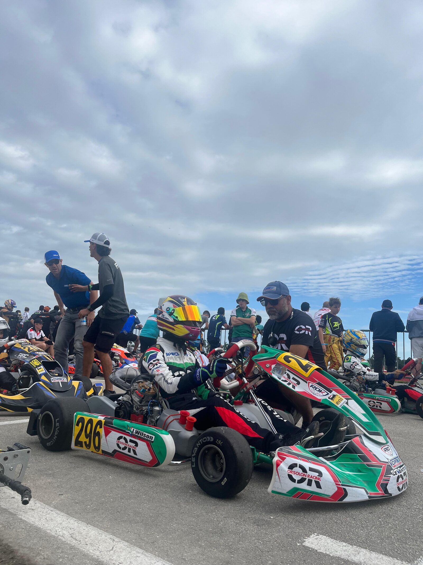 Jonno Wilson on the grid, ROK Junior GP, Miami, Orsolon Racing